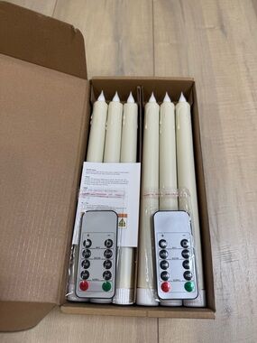 Ivory LED Taper Candle Set with Remote - Pack of 24